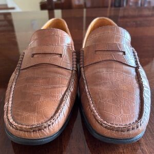Classic Brown Crocodile-Embossed Loafers by Donald Pliner size 11 1/2 leather